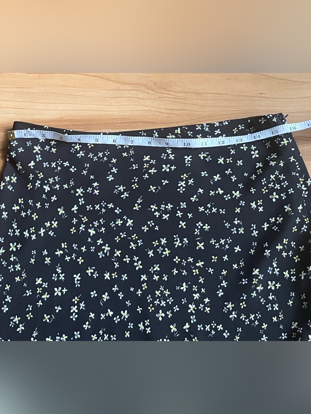 Bar III Floral Midi A-Line Skirt Black Size 8 Side Zip - Picture 8 of 10